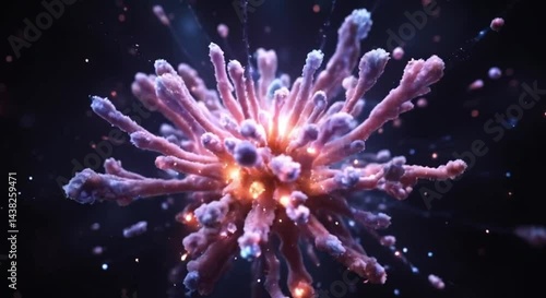 Abstract glowing structure with dynamic elements in a mysterious mood