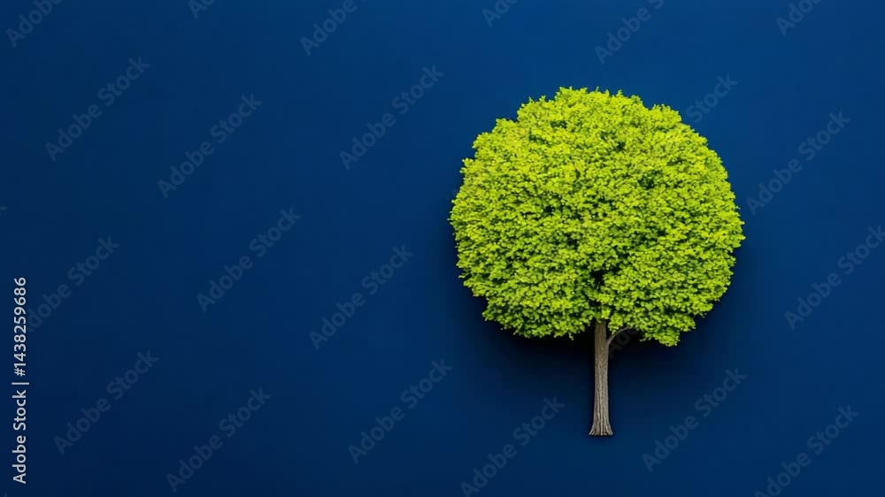 Vibrant Green Tree Silhouette on a Bold Blue Background for Nature and Eco-friendly Concepts Vibrant Green Tree Silhouette on a Bold Blue Background for Nature and Eco-friendly Concepts