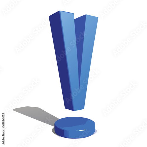 blue exclamation mark on white
