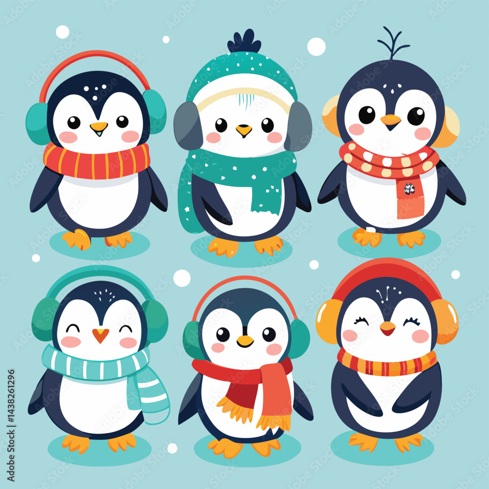 Fototapeta premium set of funny snowmen