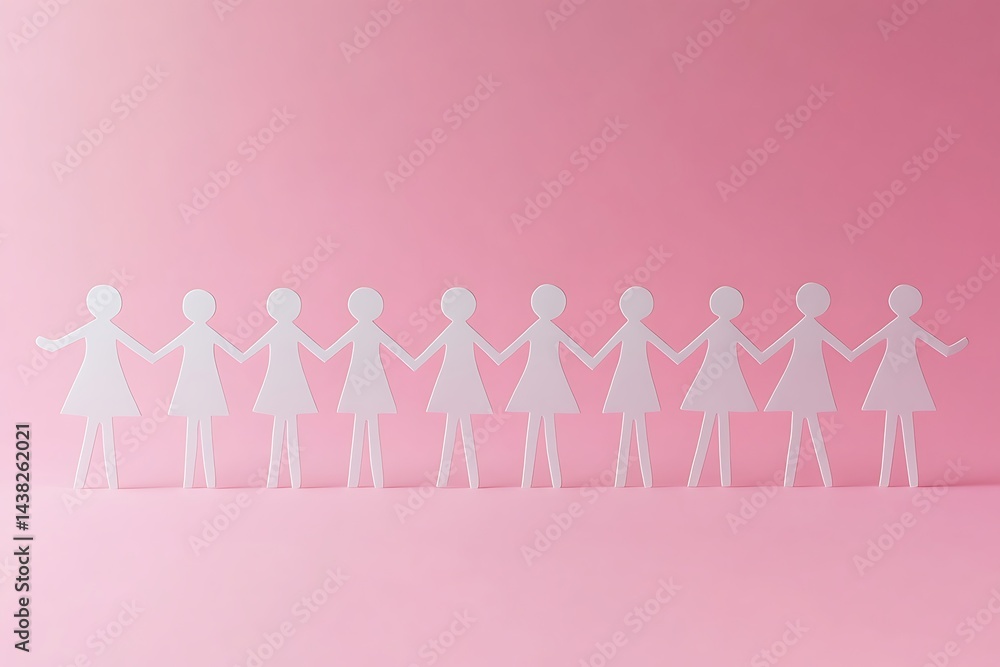 Paper Women Holding Hands Together Teamwork Paper Women Holding Hands Together Teamwork