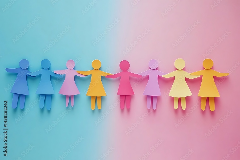 Paper Women Holding Hands Unity Equality Paper Women Holding Hands Unity Equality