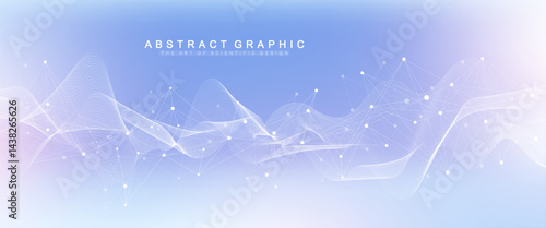 Abstract tech network connection dots. Digital technology and big data analysis background with plexus lines. Global network connection idea template. Geometric background with abstract mesh
