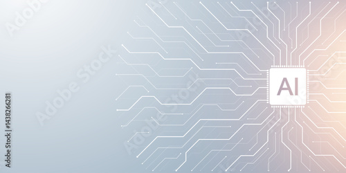 Technology abstract background with circuit board texture. Creative idea AI banner. Internet technology. Tech concept for poster, header, web banner, website, presentation.