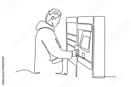Travel locker concept. Single line draw design. Vector graphic illustration