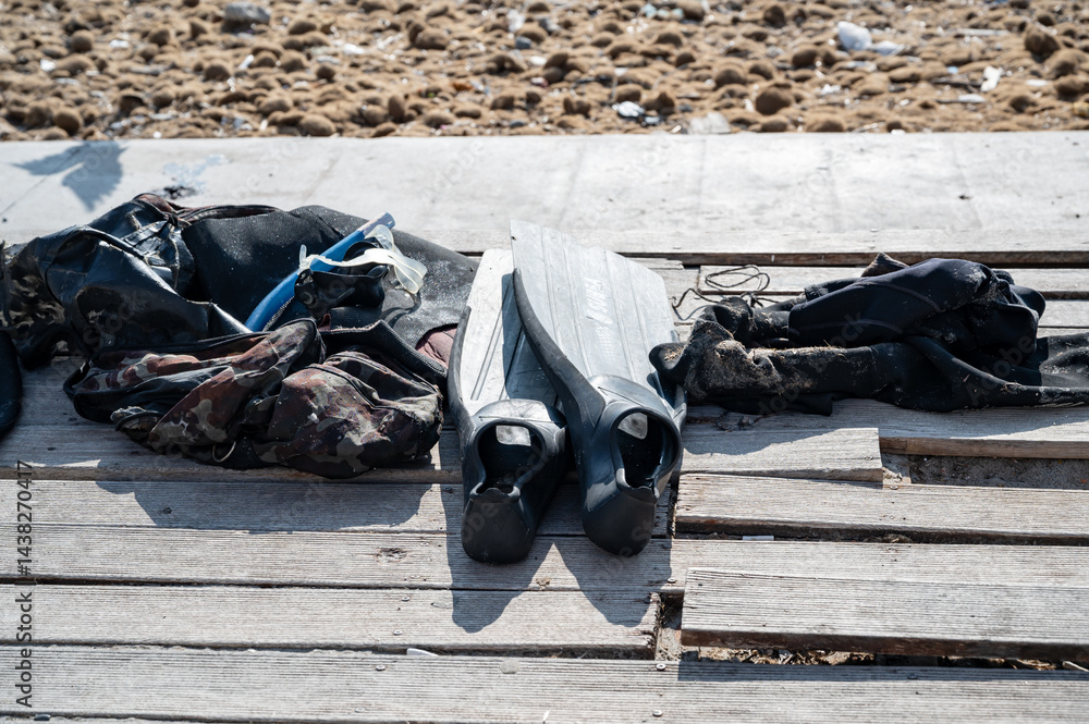 Fishing gear on the seashore