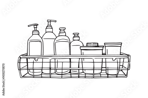 Shower caddy set line art