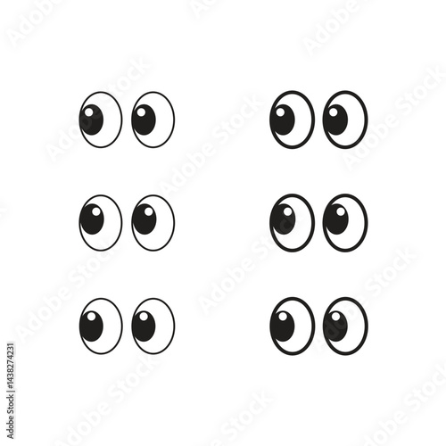 Cartoon eyes in different look. Cute cartoon eyes expression.