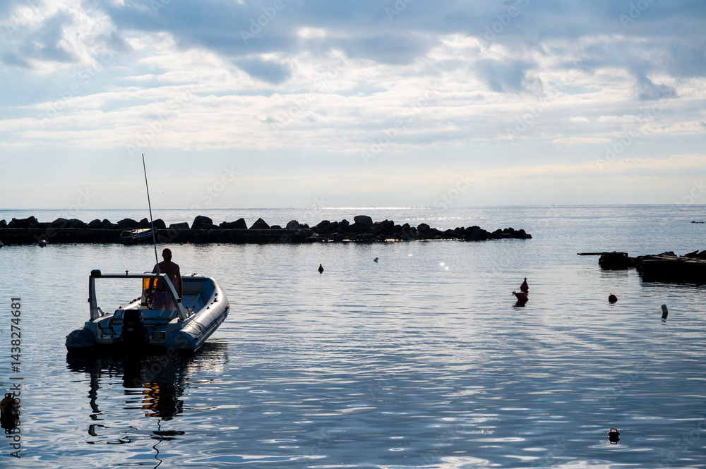 Fishing pier in Albania with boats