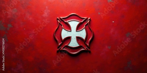 White Maltese cross on red, firefighter emblem , florian, religious