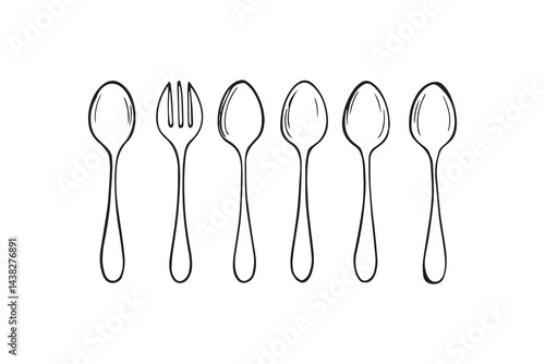 Slotted spoon set line art