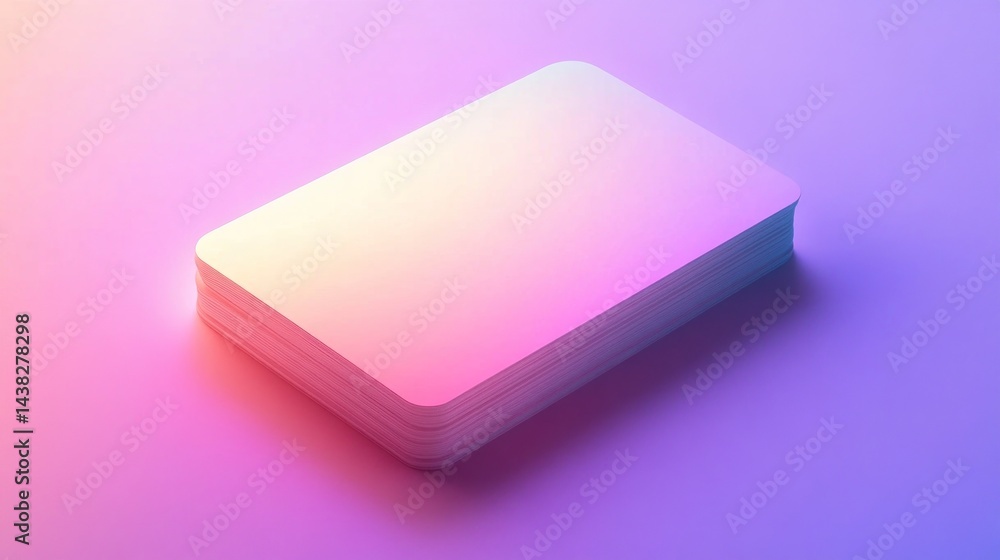 Stack of blank cards, vibrant gradient backdrop Stack of blank cards, vibrant gradient backdrop