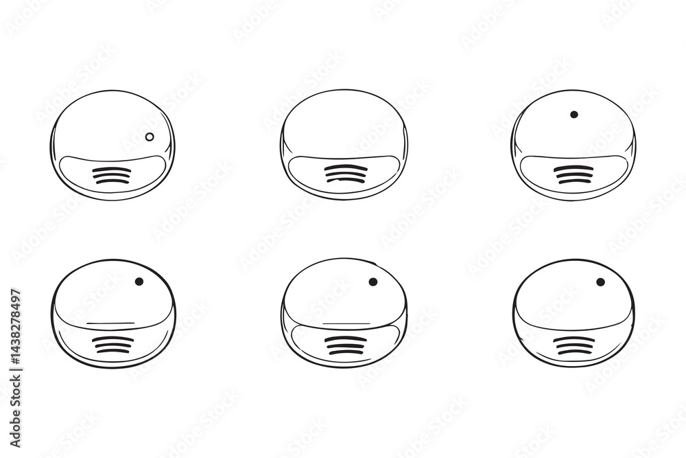 Smoke detector set line art Smoke detector set line art