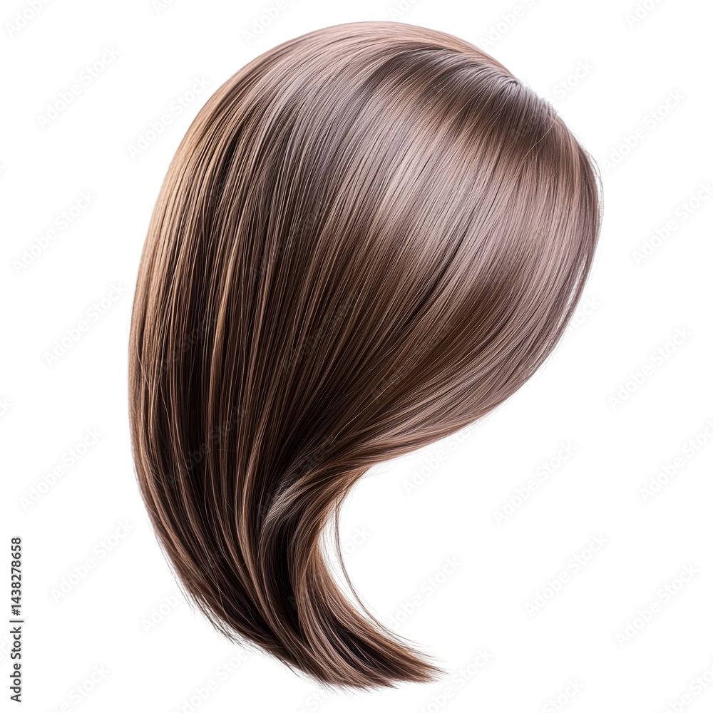 Dark brown hair wig on white background,flat lay arrangement,clipart,PNG,transparent background. Dark brown hair wig on white background,flat lay arrangement,clipart,PNG,transparent background.