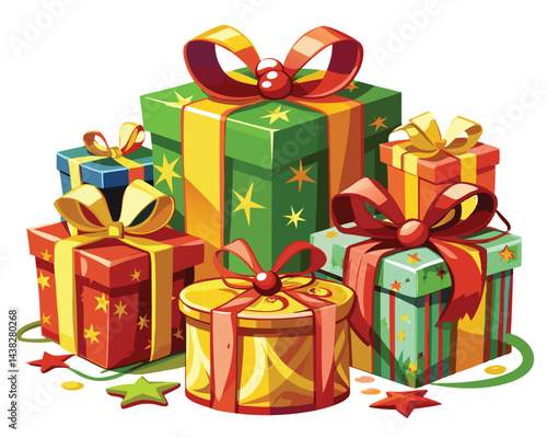 chrisms gift boxes vector illustration