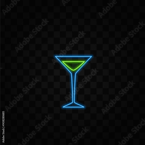Hand drawn vector illustration set of popular alcoholic drinks. neon style.Cocktail line icons.Set Cocktail Icons Bar Menu. drink.alcoholic drinks neon.