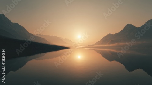 Wallpaper Mural Majestic Golden Sunrise Over Tranquil Mountain Lake with Misty Reflections Torontodigital.ca