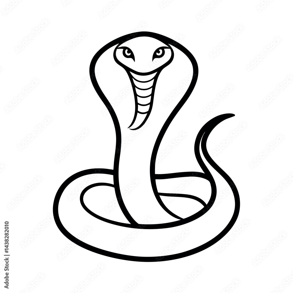 Fototapeta premium Black Mamba Outline Vector Sketch