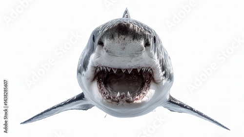 Detailed Image of an Open-Mouth Great White Shark in Action