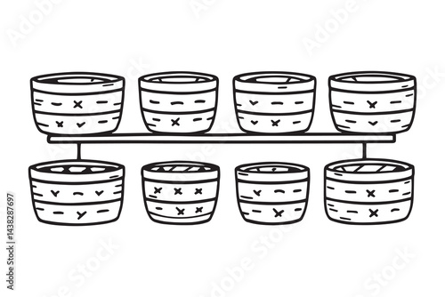 Steamer basket set line art