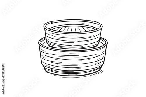 Steamer basket set line art