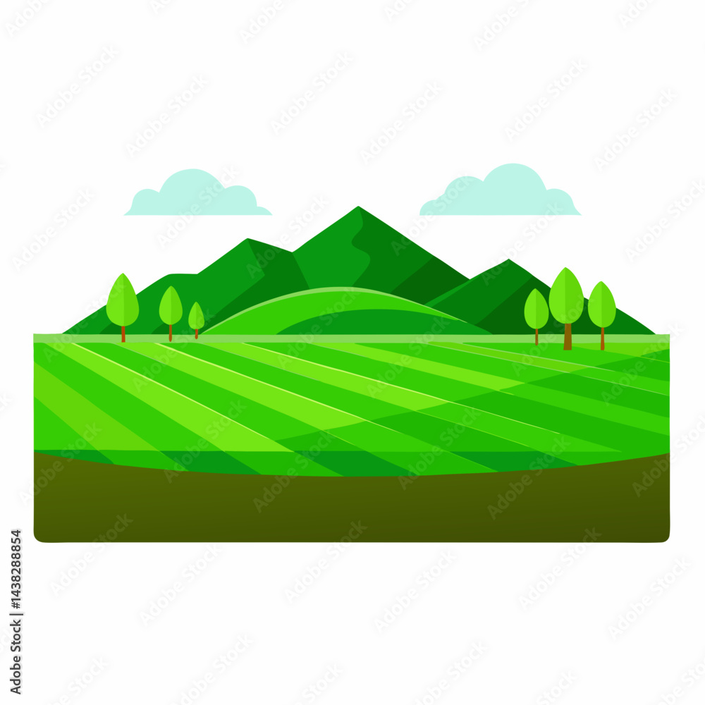 Fototapeta premium Landscape with green hills and blue sky