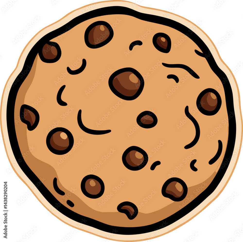 Fototapeta premium Mouthwatering Chocolate Chip Cookie Vector Illustration for Gourmet Food Branding, Bakery, and Dessert Marketing – High-Quality, Realistic & Viral Design
