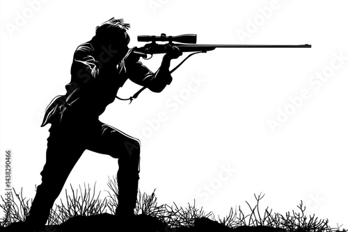chasseur tirant debout