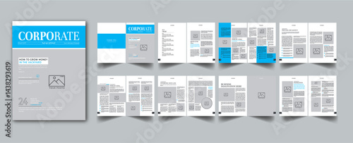 Corporate Magazine Template layout cover page with 16 page design concept Accents	
