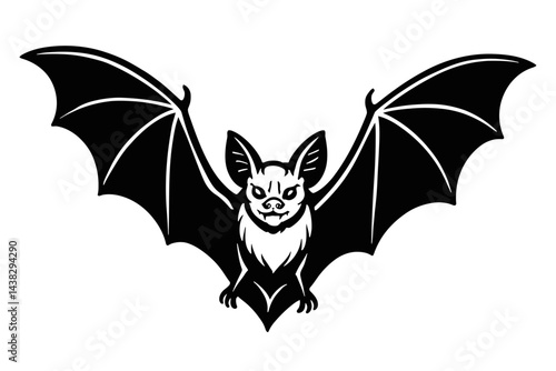 Flying Bat Illustration - Spooky Animal with Spread Wings