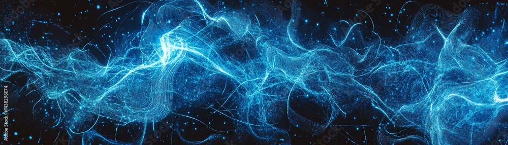Abstract blue light wave on black background, digital art. Abstract blue light wave on black background, digital art.