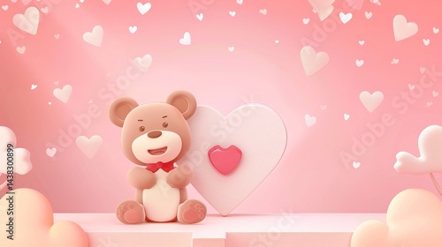 Cartoon Animal Love Heart Children's Toy Background: A Whimsical World of Playful Affection