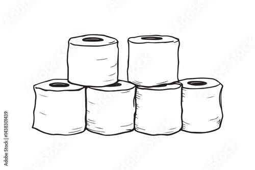 Toilet paper holder set line art