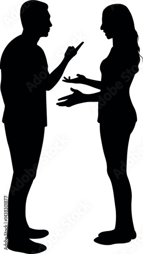 Emotional Clash. Silhouette of a Fighting Couple