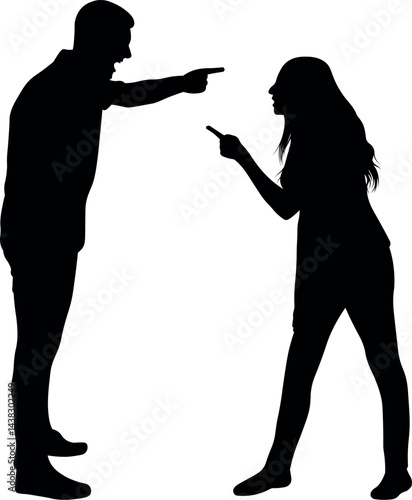 Silhouetted Couple Expressing Anger