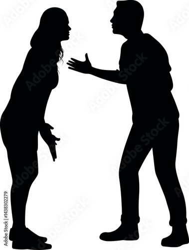 Tense Confrontation. Couple's Silhouette