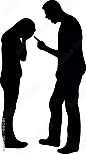 Silhouette of Lovers in a Fierce Dispute