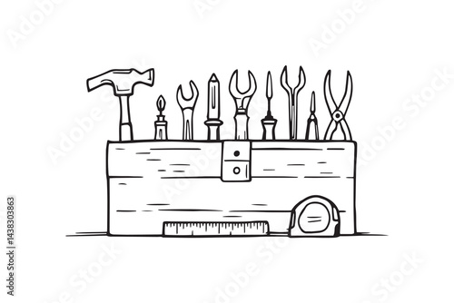 Toolbox set line art