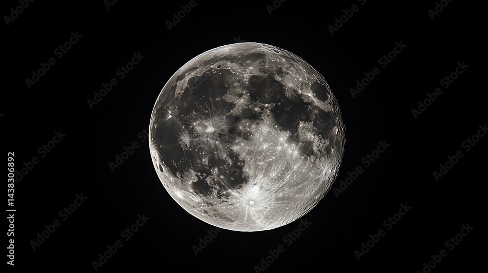 Full moon shining brightly against a dark night sky. Full moon shining brightly against a dark night sky.