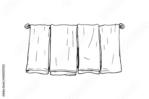 Towel rack set line art
