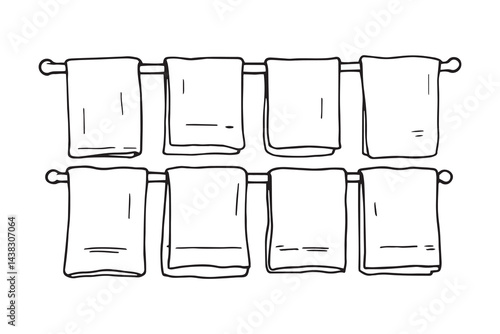 Towel rack set line art