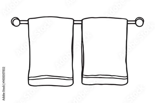 Towel rack set line art