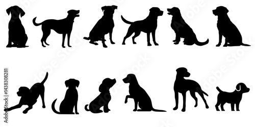 Canvas Print vector silhouettes of black dog
