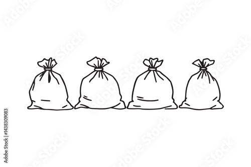 Trash bags line art