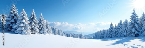 Wallpaper Mural Vast snowy field, towering pines under brilliant blue sky , horizon, backdrop Torontodigital.ca