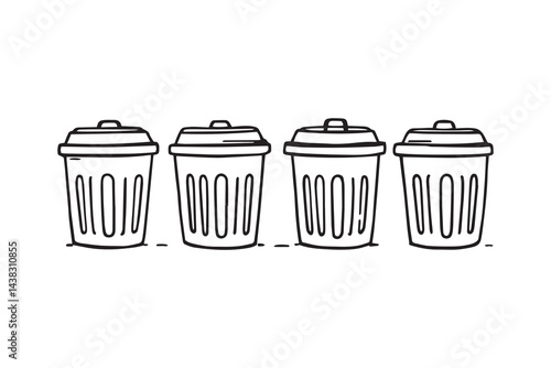 Trash cans line art