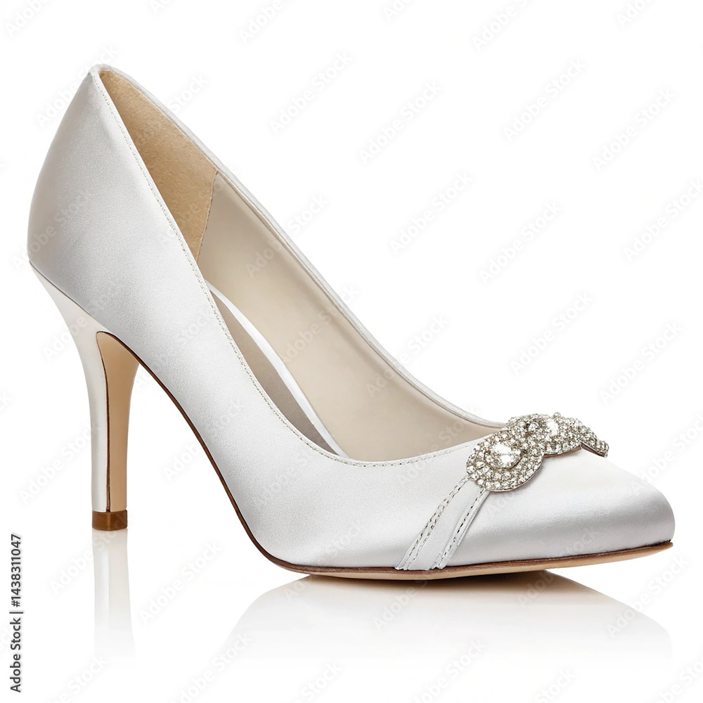 Obraz premium Satin bridal heel on white background
