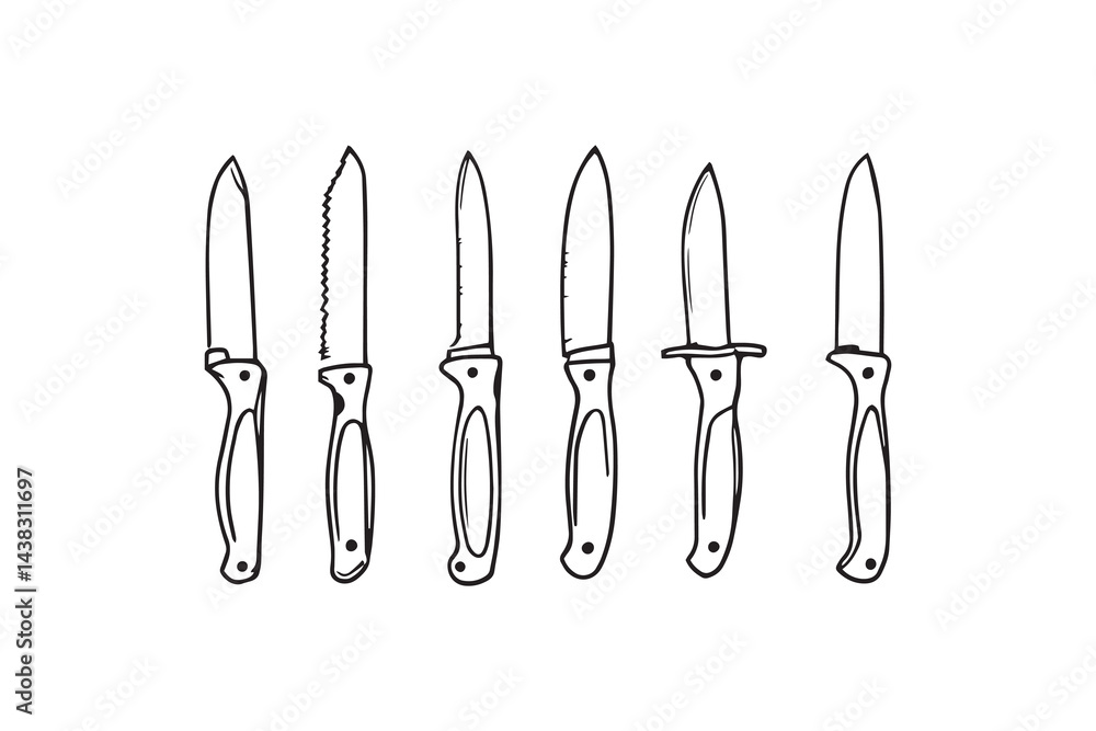 Utility knife set line art Utility knife set line art