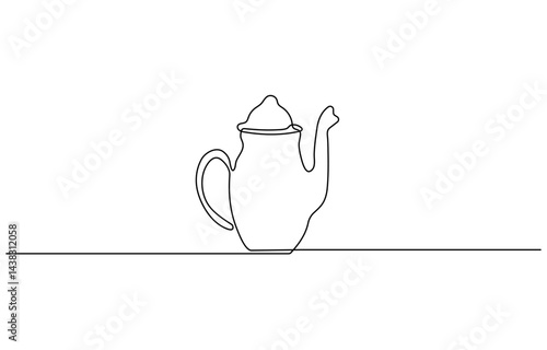 Continuous one line drawing of water pitcher glass. water jug in single line draw vector illustration. Editable vector. Teapot Single Line Drawing Banner with Jug glass icon line continuous 