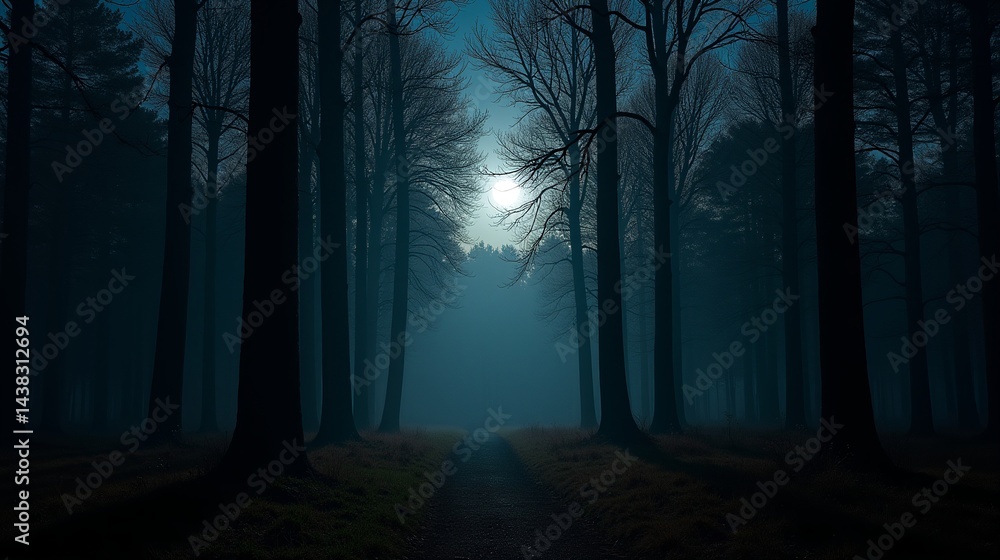 Naklejka premium Nighttime Serenity in the Woods